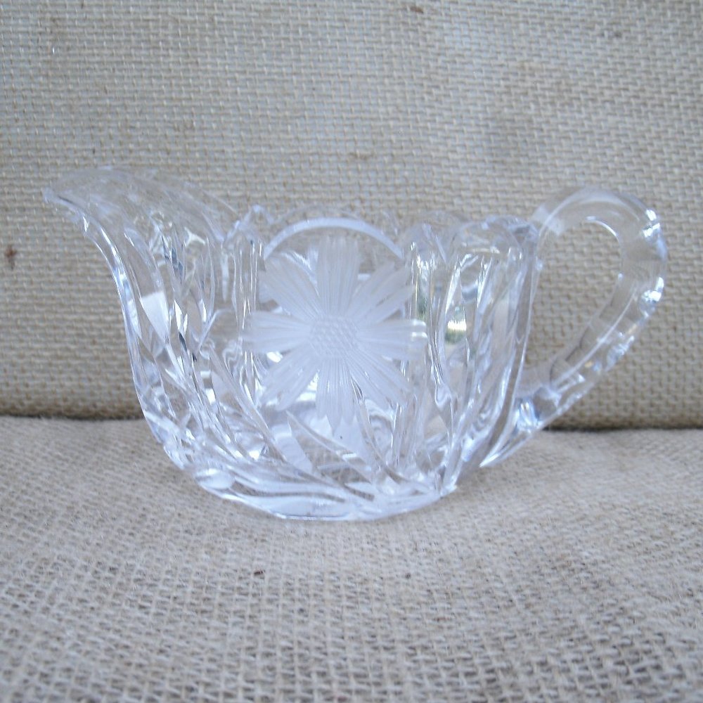 Antique American Brilliant Cut Flowers Creamer